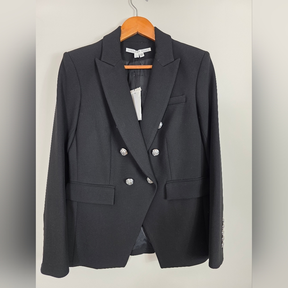 Veronica Beard Black Miller Dickey Blazer with Silver Buttons Size 6 - Picture 2 of 4